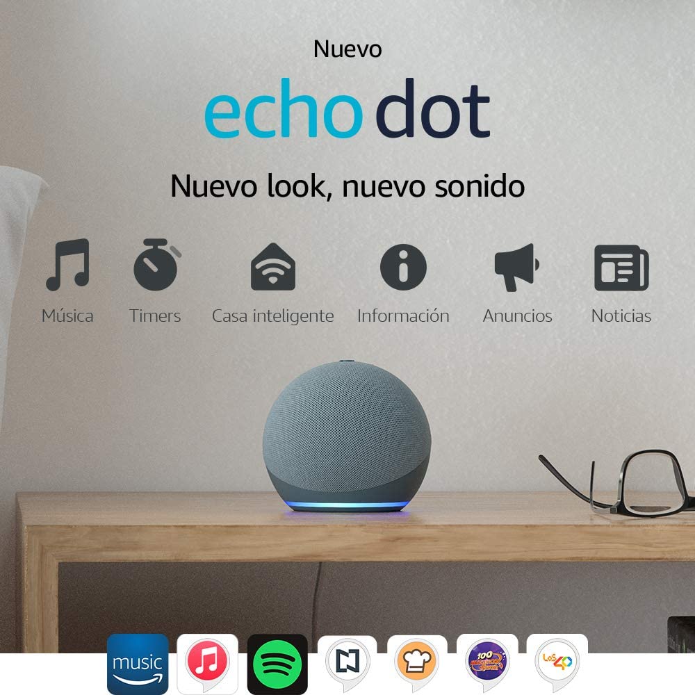 Echo Dot (4ta Gen) – Bocina inteligente inalámbrica Wi-Fi con reloj y Alexa.  – DomoticAP